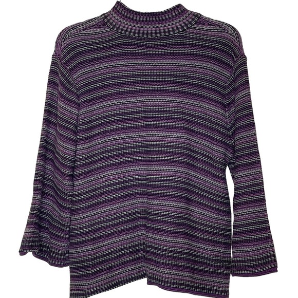 Croft & Barrow Snap Button Cardigan Sweater Knit Purple Striped Women's Large‎ - Picture 9 of 9